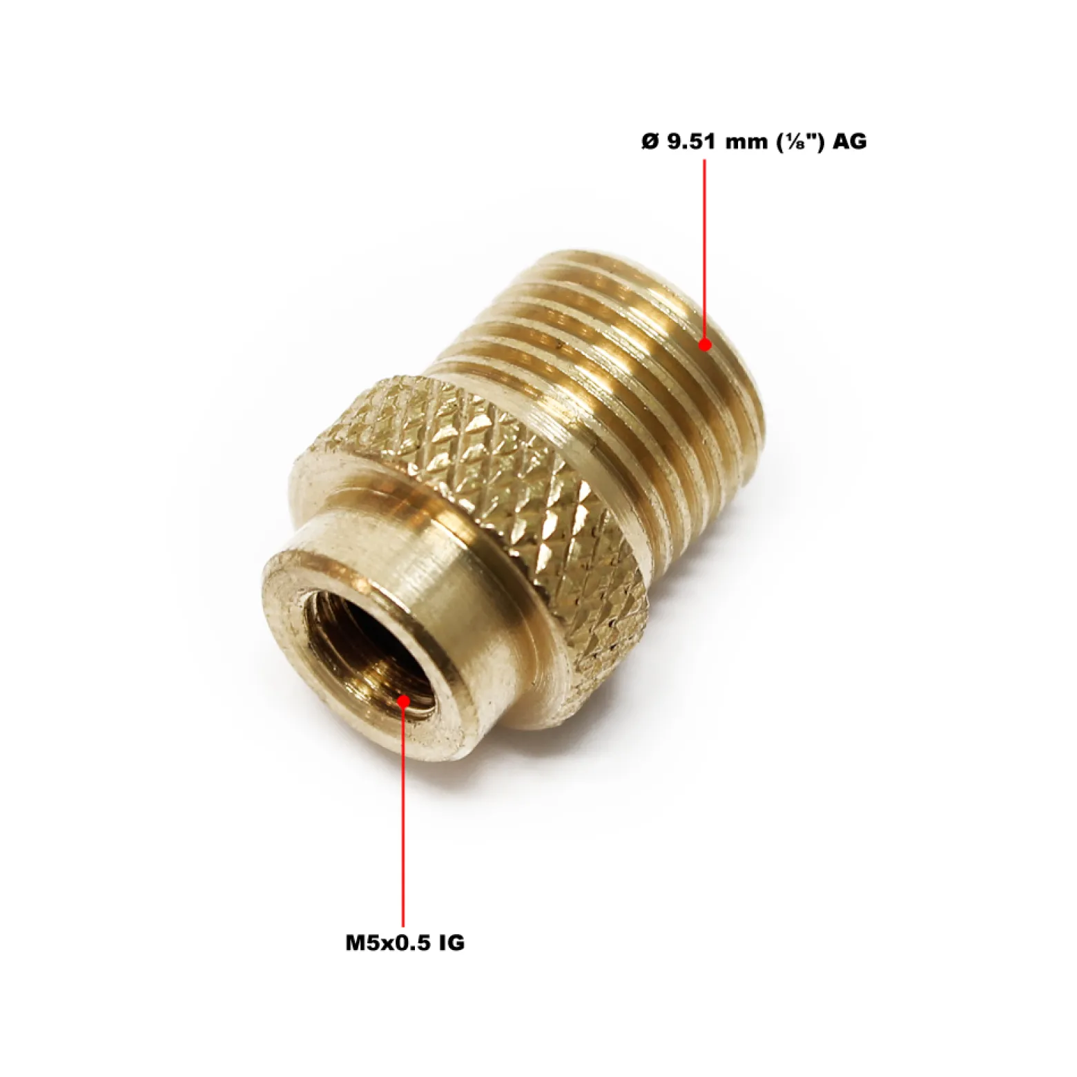 Airbrush Adapter Reduzierstück M5x0,5 IG 9,51 mm (1/8") AG Luftschlauch Zubehör