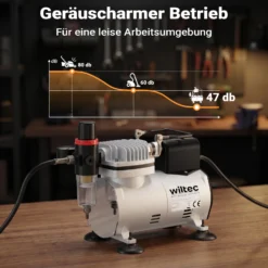 Airbrush Kompressor AF18-2 Membrankompressor 4 bar Abschaltautomatik Manometer