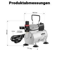 Airbrush Kompressor AF18-2 Membrankompressor 4 bar Abschaltautomatik Manometer