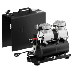 Airbrush Kompressor AS196A mit Lufttank 2 Zylinder Kolben 6 bar 2 Stufenschalter