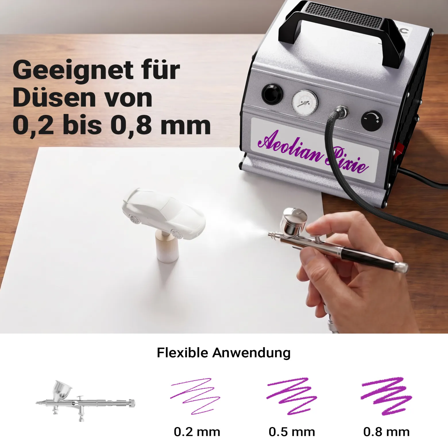 Airbrush Kompressor AS176 kompakt Airbrushkompressor 3 bar Einzylinder