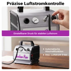 Airbrush Kompressor AS176 kompakt Airbrushkompressor 3 bar Einzylinder