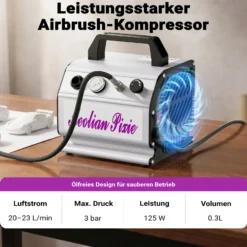 Airbrush Kompressor AS176 kompakt Airbrushkompressor 3 bar Einzylinder