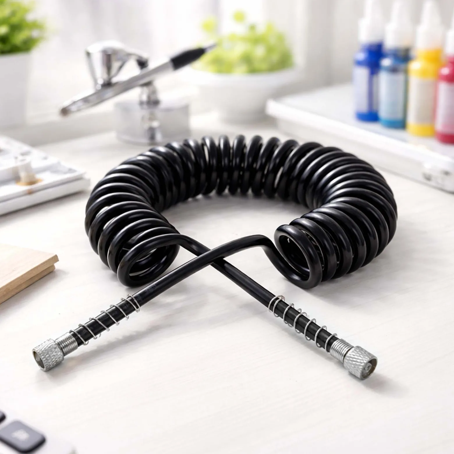 Airbrush Spiralschlauch 2x G 9,51 mm (1/8") Innengewinde 3 m Druckluftschlauch