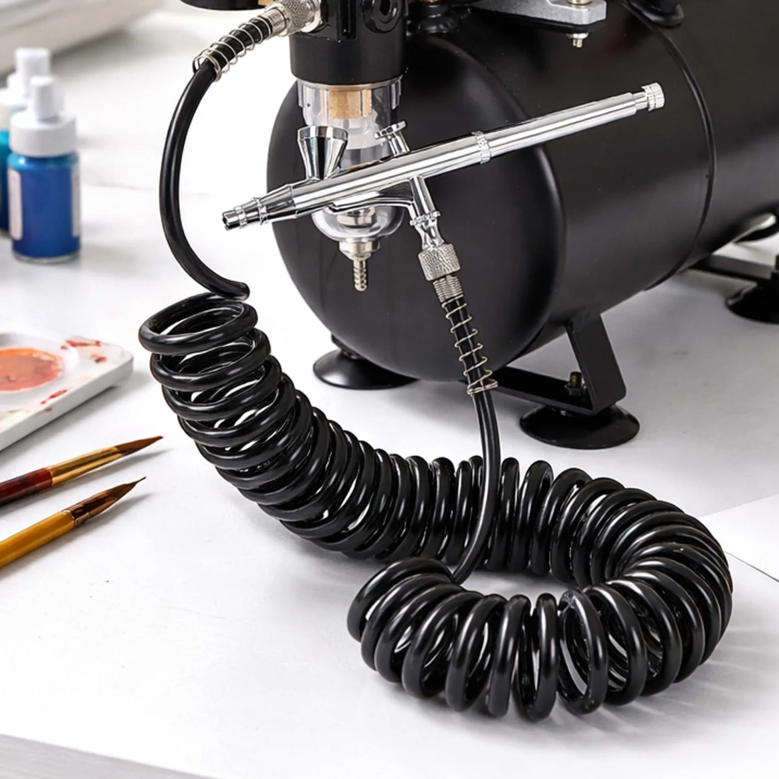 Airbrush Spiralschlauch 2x G 9,51 mm (1/8") Innengewinde 3 m Druckluftschlauch