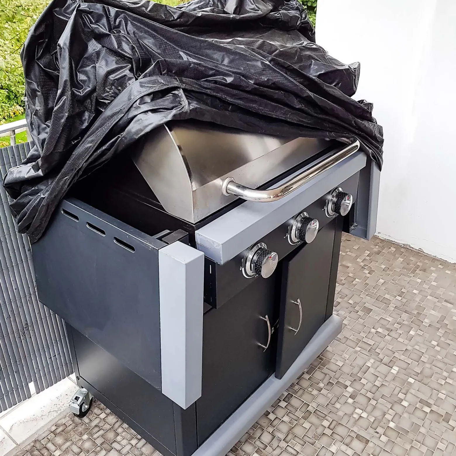 BBQ Grill Abdeckung 132x66x109cm schwarz Abdeckhaube wetterfest für verschiedene Grillmodelle