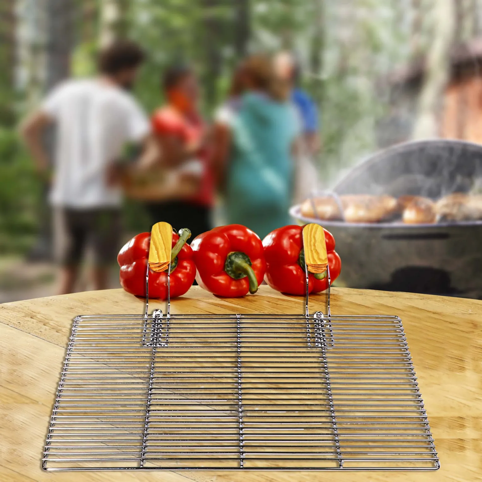 BBQ Grillrost Eckig 67x40cm aus Hochwertigem Edelstahl mit Handgriffen für Gasgrill, Kugelgrill usw.
