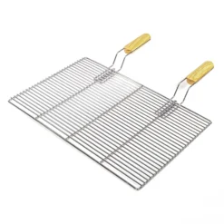 BBQ Grillrost Eckig 67x40cm aus Hochwertigem Edelstahl mit Handgriffen für Gasgrill, Kugelgrill usw.