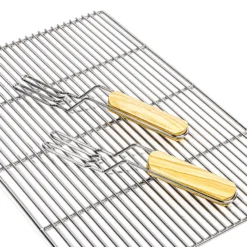 BBQ Grillrost Eckig 67x40cm aus Hochwertigem Edelstahl mit Handgriffen für Gasgrill, Kugelgrill usw.