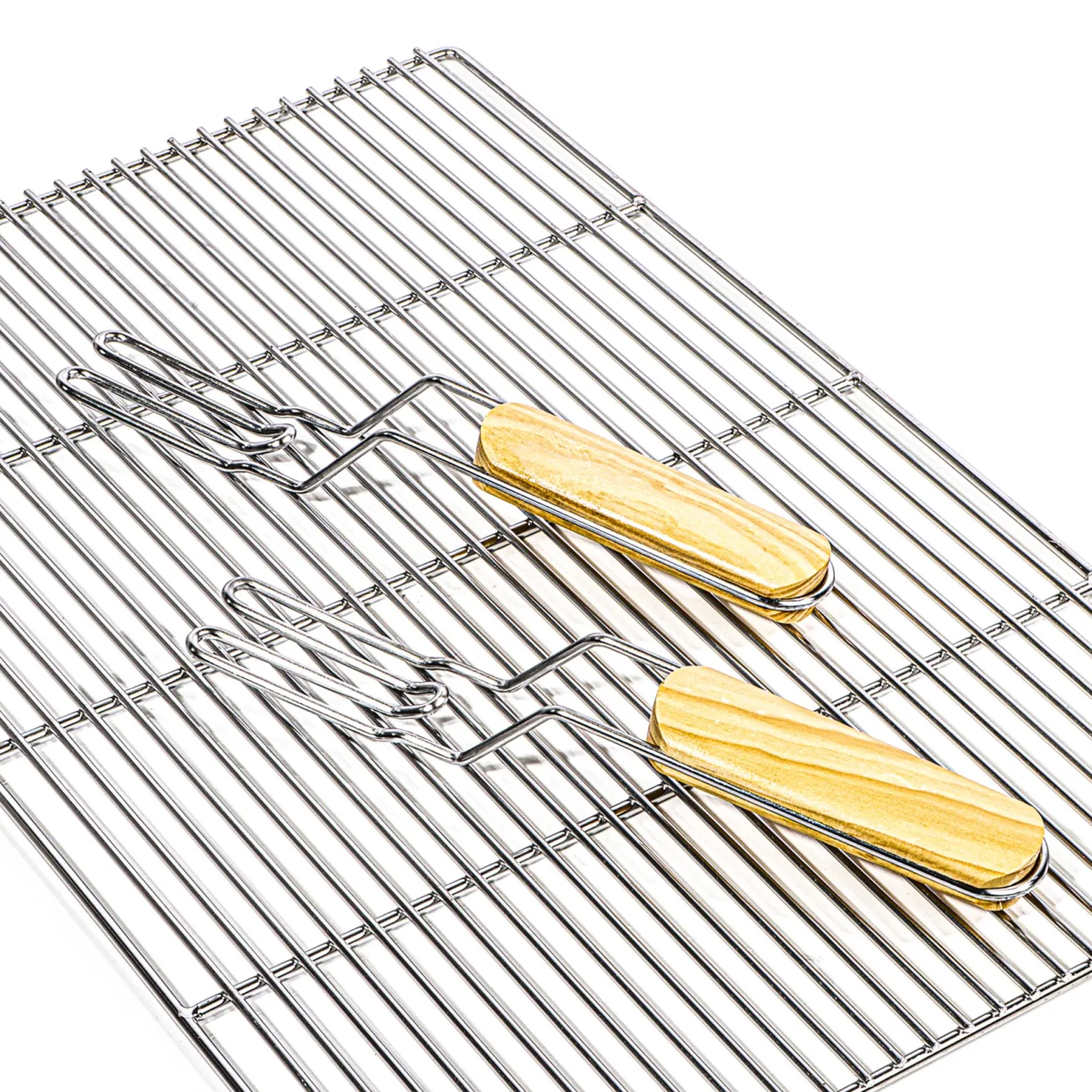 BBQ Grillrost Eckig 67x40cm aus Hochwertigem Edelstahl mit Handgriffen für Gasgrill, Kugelgrill usw.