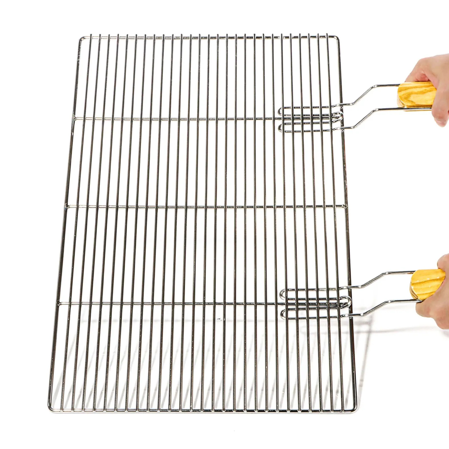 BBQ Grillrost Eckig 67x40cm aus Hochwertigem Edelstahl mit Handgriffen für Gasgrill, Kugelgrill usw.