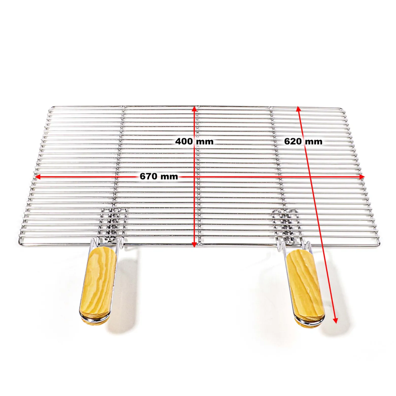 BBQ Grillrost Eckig 67x40cm aus Hochwertigem Edelstahl mit Handgriffen für Gasgrill, Kugelgrill usw.