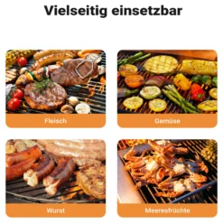 BBQ Grillrost Eckig 60x40cm aus Hochwertigem Edelstahl mit Handgriffen für Gasgrill, Kugelgrill usw.