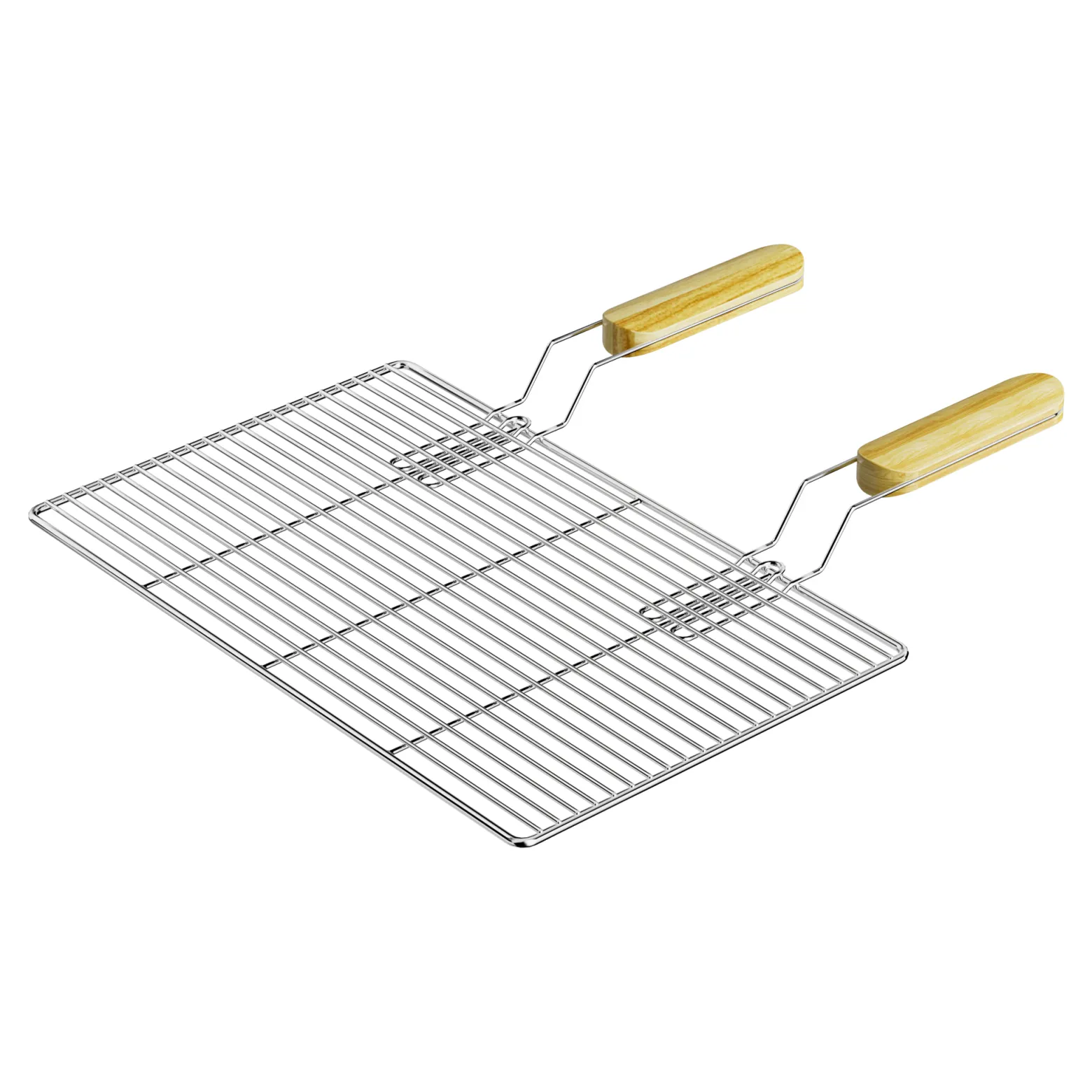 BBQ Grillrost Eckig 60x40cm aus Hochwertigem Edelstahl mit Handgriffen für Gasgrill, Kugelgrill usw.