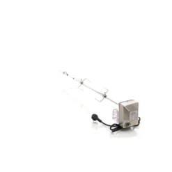 BBQ Grillspieß 97cm 230V aus Edelstahl, inkl. 2 Fleischklammern, Drehspieß Rôtisserie
