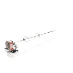 BBQ Grillspieß 97cm 230V aus Edelstahl, inkl. 2 Fleischklammern, Drehspieß Rôtisserie