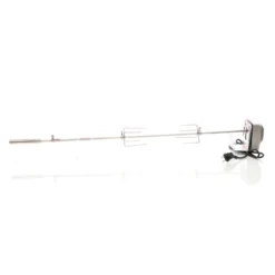 BBQ Grillspieß 97cm 230V aus Edelstahl, inkl. 2 Fleischklammern, Drehspieß Rôtisserie