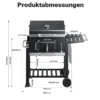 BBQ Holzkohle Grillwagen mit Deckel, Ablage und Feuerklappe, Höhenregulierung für Kohle, Thermometer
