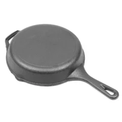Bratpfanne aus Gusseisen Ø20cm, Feuerpfanne mit Griff und Ausgießer, Grillpfanne