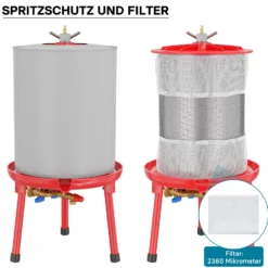 Edelstahl Hydropresse mit 40 Liter Korbinhalt, Wasserdruckpresse mit 3 bar zum Pressen von Obst