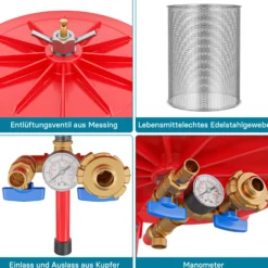Edelstahl Hydropresse mit 20 Liter Korbinhalt, Wasserdruckpresse mit 3 bar zum Pressen von Obst