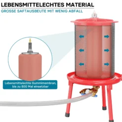 Edelstahl Hydropresse mit 20 Liter Korbinhalt, Wasserdruckpresse mit 3 bar zum Pressen von Obst