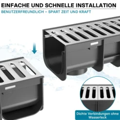 Entwässerungsrinne 1m Abdeckrost 1,5t verzinkt Ablaufrinne Abwasserrinne Abwasser