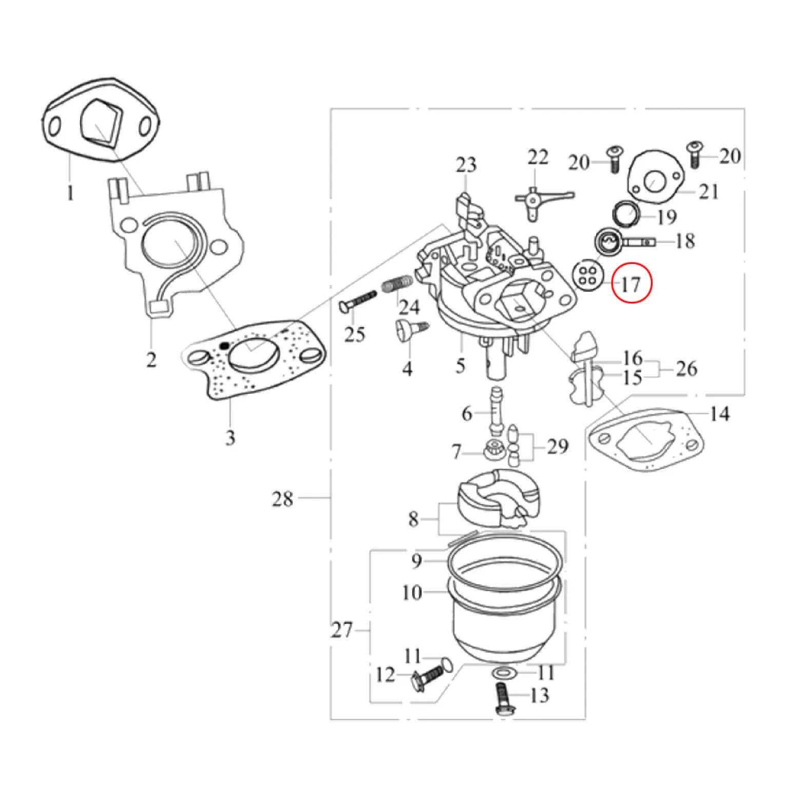 Ersatzteil für LIFAN 168 Benzinmotor 6,5 PS Benzinhahn Vergaser Dichtung