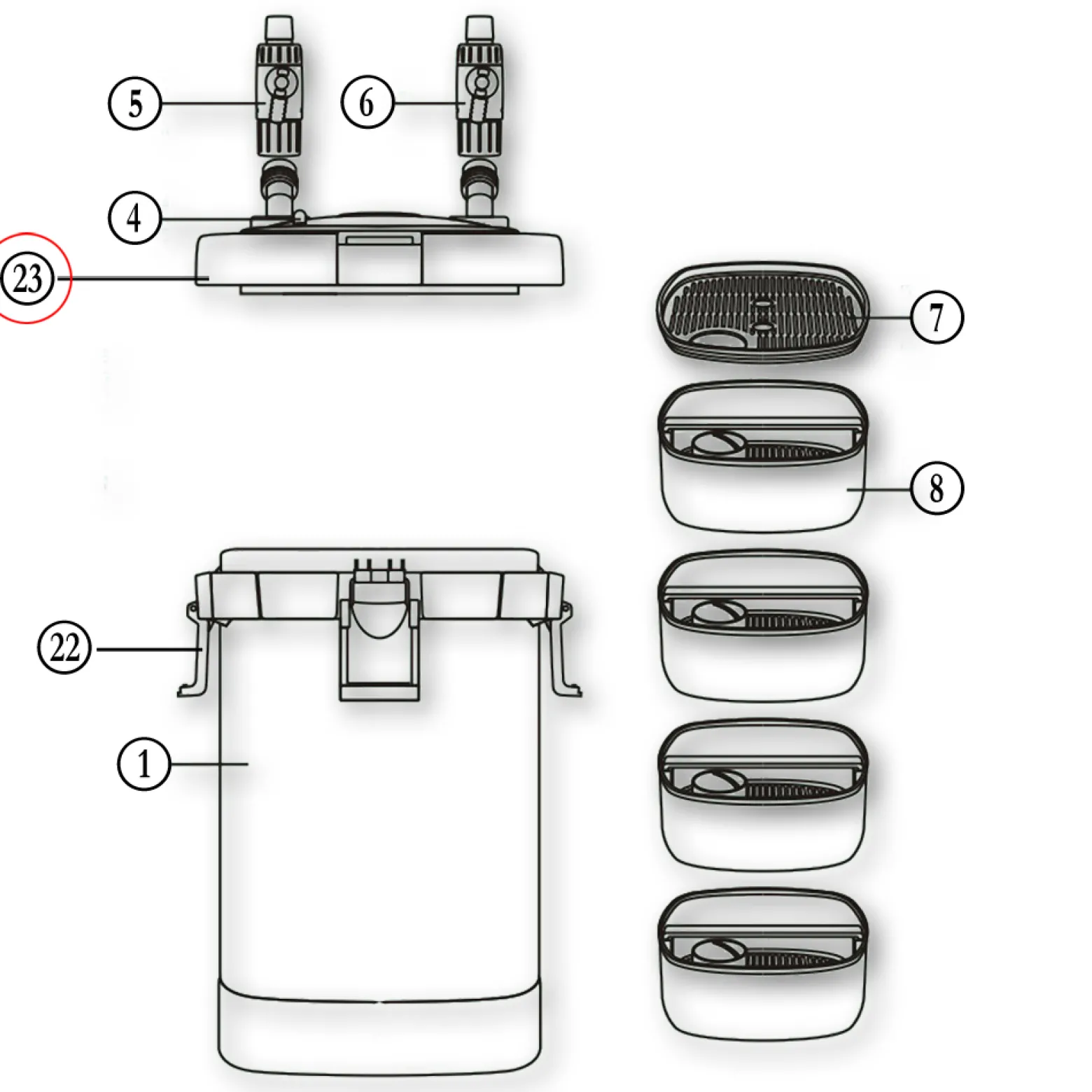 Ersatzteil für SunSun HW-505 Aquarium Außenfilter Filterkopf