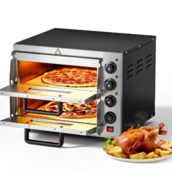 2-Etagen Pizza-Backofen 3000W mit Cordierit Stein für Pizza wie aus dem Steinofen Pizzaofen Backofen