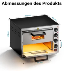 2-Etagen Pizza-Backofen 3000W mit Cordierit Stein für Pizza wie aus dem Steinofen Pizzaofen Backofen