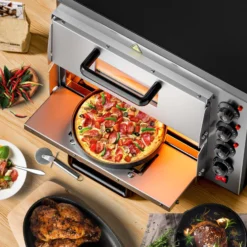 2-Etagen Pizza-Backofen 3000W mit Cordierit Stein für Pizza wie aus dem Steinofen Pizzaofen Backofen