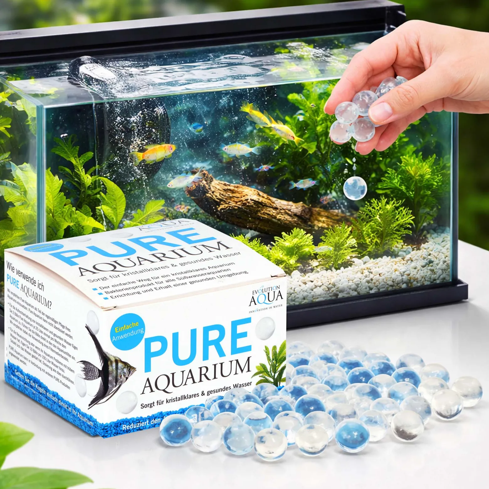 Evolution Aqua Pure Aquarium 50 Bälle mit Filterbakterien und Enzymen als Filterstarter für Aquarien und zur Aquariumpflege
