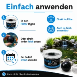 Evolution Aqua Pure Pond Bomb für Teiche bis 20.000 L, Filterbakterien und Enzyme als Biostarter für den Teich, Teichpflege