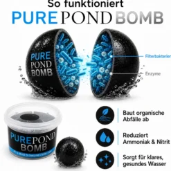 Evolution Aqua Pure Pond Bomb für Teiche bis 20.000 L, Filterbakterien und Enzyme als Biostarter für den Teich, Teichpflege