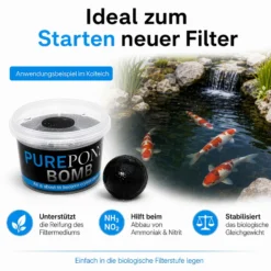 Evolution Aqua Pure Pond Bomb für Teiche bis 20.000 L, Filterbakterien und Enzyme als Biostarter für den Teich, Teichpflege