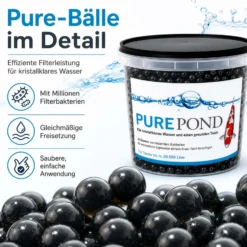Evolution Aqua Pure Pond 1000 ml für Teiche bis 20000 l, Gelbälle Filterbakterien Biostarter für Teich und Teichfilter, Teichpflege