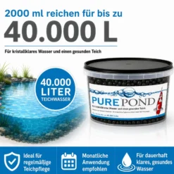 Evolution Aqua Pure Pond 2000 ml für Teiche bis 40000 l, Gelbälle Filterbakterien Biostarter für Teich und Teichfilter, Teichpflege