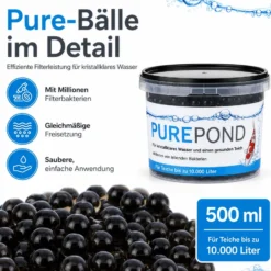 Evolution Aqua Pure Pond 500 ml für Teiche bis 10000 l, Gelbälle Filterbakterien Biostarter für Teich und Teichfilter, Teichpflege