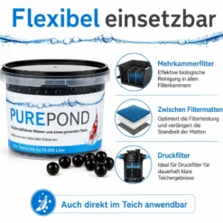 Evolution Aqua Pure Pond 500 ml für Teiche bis 10000 l, Gelbälle Filterbakterien Biostarter für Teich und Teichfilter, Teichpflege