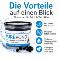 Evolution Aqua Pure Pond 500 ml für Teiche bis 10000 l, Gelbälle Filterbakterien Biostarter für Teich und Teichfilter, Teichpflege