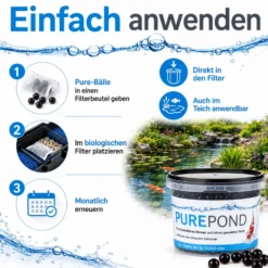 Evolution Aqua Pure Pond 500 ml für Teiche bis 10000 l, Gelbälle Filterbakterien Biostarter für Teich und Teichfilter, Teichpflege