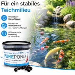 Evolution Aqua Pure Pond 500 ml für Teiche bis 10000 l, Gelbälle Filterbakterien Biostarter für Teich und Teichfilter, Teichpflege