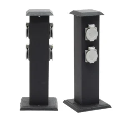 4-fach Außensteckdose Steckdosensäule Energiesäule Metall Outdoor Garten Außen IP44