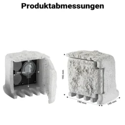 2-fach Gartensteckdose Außensteckdose Kunstharz Zeitschaltuhr IP44 Outdoor Steinoptik 5m Kabel