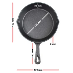 Feuerpfanne aus Gusseisen mit Stiel Ø16cm, geeignet für alle Herdarten, auch für Outdoor, Antihaft