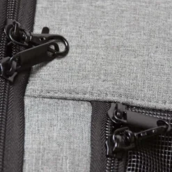 Fudajo Ausziehbarer Haustier Rucksack 27x35,5x41,5 cm bis 6kg, Hunderucksack, Katzenrucksack mit Netz und Fenstern, Schwarz und Grau