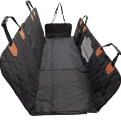 Fudajo Decke für Rücksitz für Hunde 137x147cm, Teilbarer Rückbankschoner mit Sichtfenster für Autofahrten, Hundedecke als Autoschondecke in Schwarz