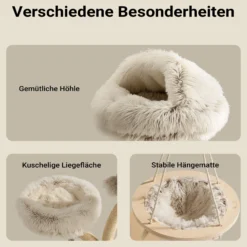 Fudajo Designer Kratzbaum in Zweigdesign 130 cm hoch, Katzenkratzbaum mit Plüsch und Sisal, Kletterbaum für Katzen, Katzenbaum mit Hängeliege