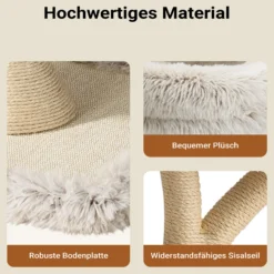 Fudajo Designer Kratzbaum mit Hängeliege, Katzenkratzbaum 59 x 59 x 169 cm, Katzenbaum bis max. 15 kg mit Sisal und Plüsch, Katzenmöbel mit 3 Etagen
